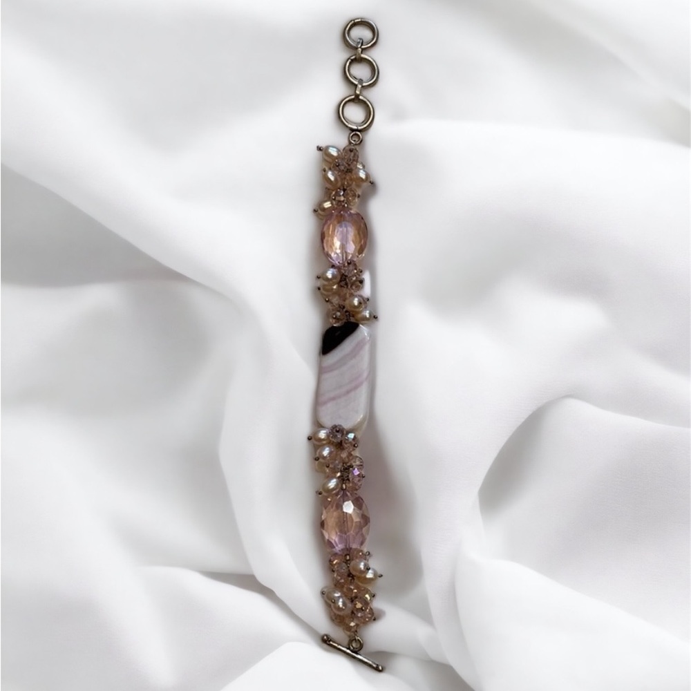 Pink Druzy Agate Quartz Bracelet